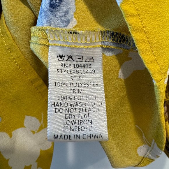 J.O.A Yellow Floral Cold Shoulder Tie Neck Top - Picture 7 of 7